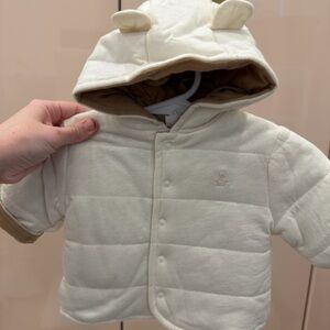 GAP Cream and Tan Kids Puffer Jacket with Ears